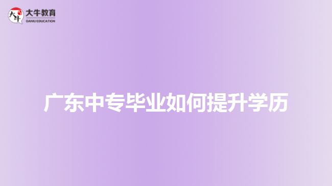 广东中专毕业如何提升学历