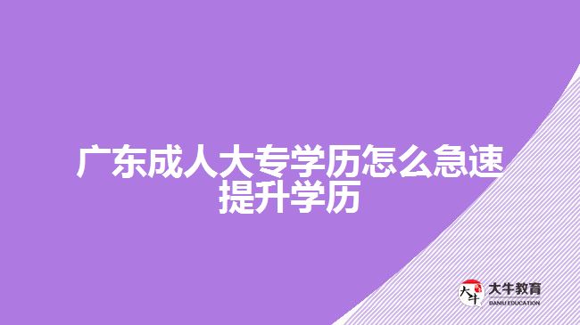 广东成人大专学历怎么急速提升学历